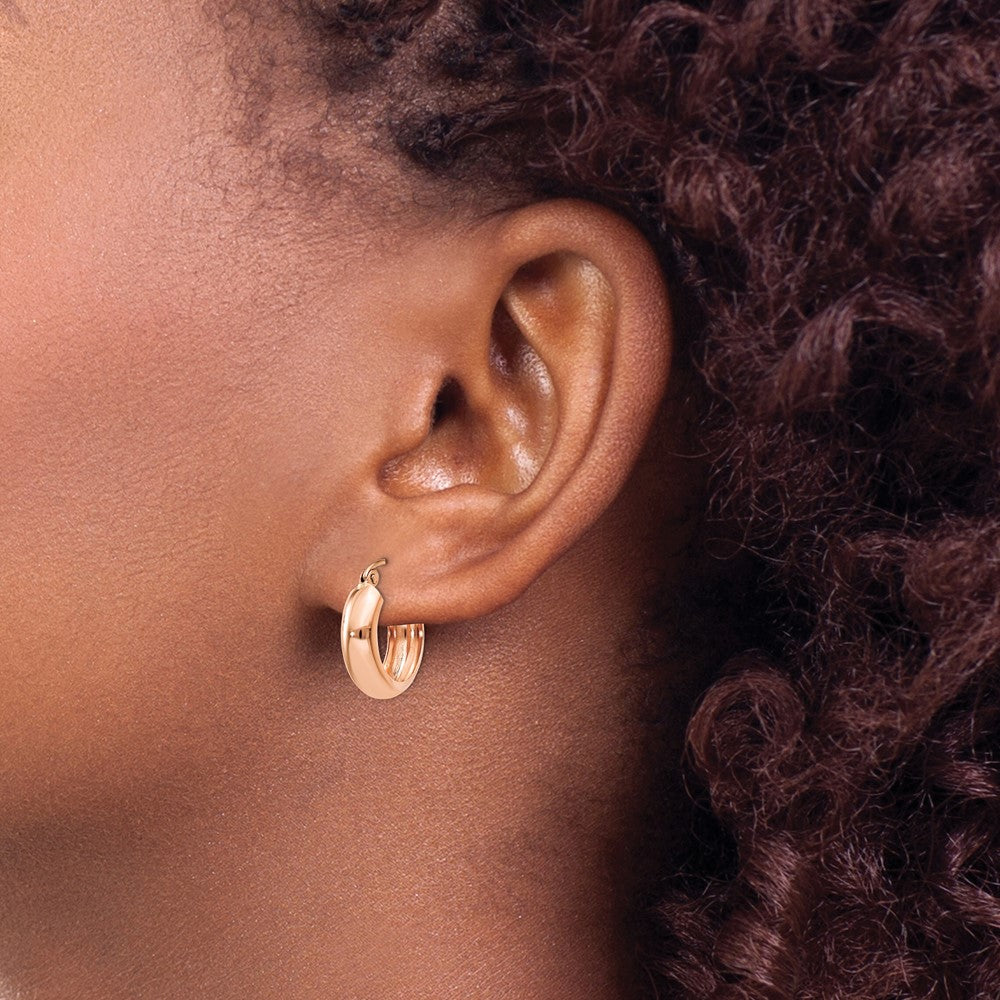 14k Rose Gold 4.75x16mm Polished Round Hoop Earrings