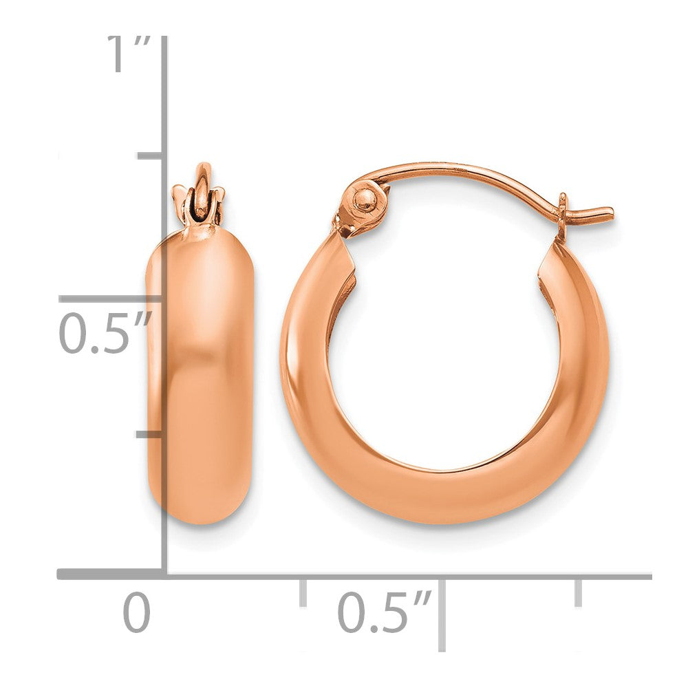 14k Rose Gold 4.75x16mm Polished Round Hoop Earrings