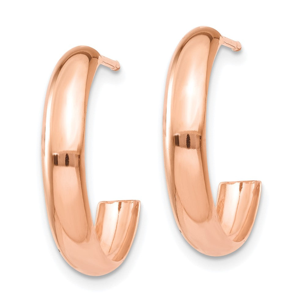 14k Rose Gold 3.5x17mm Polished J-Hoop Post Earrings