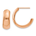 14k Rose Gold 6.5x24mm Polished J-Hoop Post Earrings