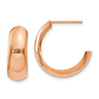 14k Rose Gold 6.5x24mm Polished J-Hoop Post Earrings