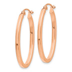 14k Rose Gold 2x30mm Polished Oval Tube Hoop Earrings
