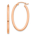 14k Rose Gold 2x30mm Polished Oval Tube Hoop Earrings