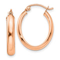 14k Rose Gold 3.75x21mm Polished Oval Tube Hoop Earrings