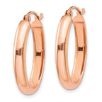 14k Rose Gold 3.75x25mm Polished Oval Tube Hoop Earrings