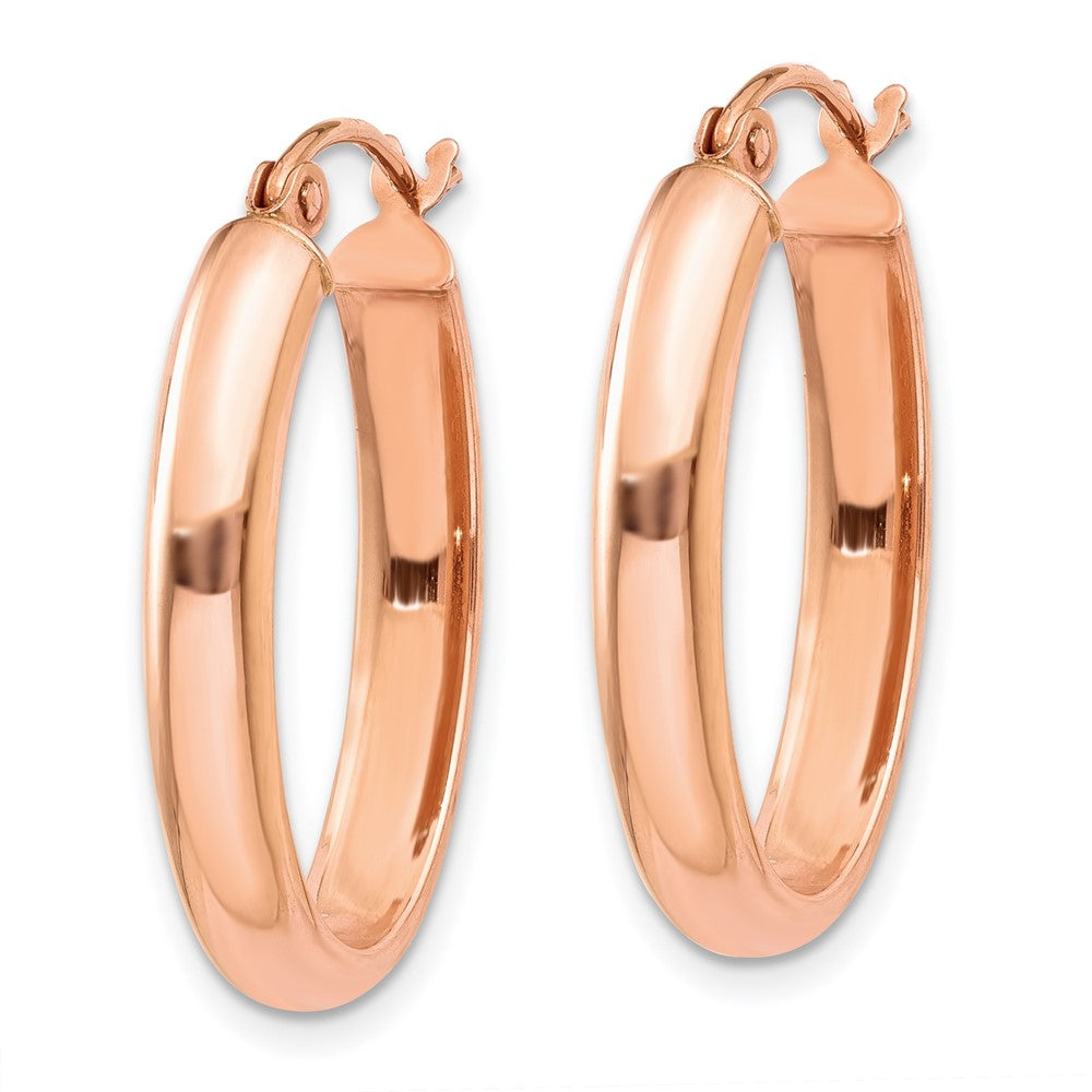 14k Rose Gold 3.75x25mm Polished Oval Tube Hoop Earrings