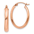 14k Rose Gold 3.75x25mm Polished Oval Tube Hoop Earrings