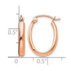 14k Rose Gold 2.75x18mm Polished Oval Tube Hoop Earrings