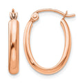 14k Rose Gold 2.75x18mm Polished Oval Tube Hoop Earrings