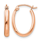 14k Rose Gold 2.75x18mm Polished Oval Tube Hoop Earrings
