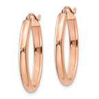 14k Rose Gold 2.75x23.5mm Polished Oval Tube Hoop Earrings
