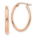 14k Rose Gold 2.75x23.5mm Polished Oval Tube Hoop Earrings