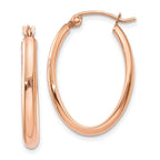 14k Rose Gold 2.75x23.5mm Polished Oval Tube Hoop Earrings