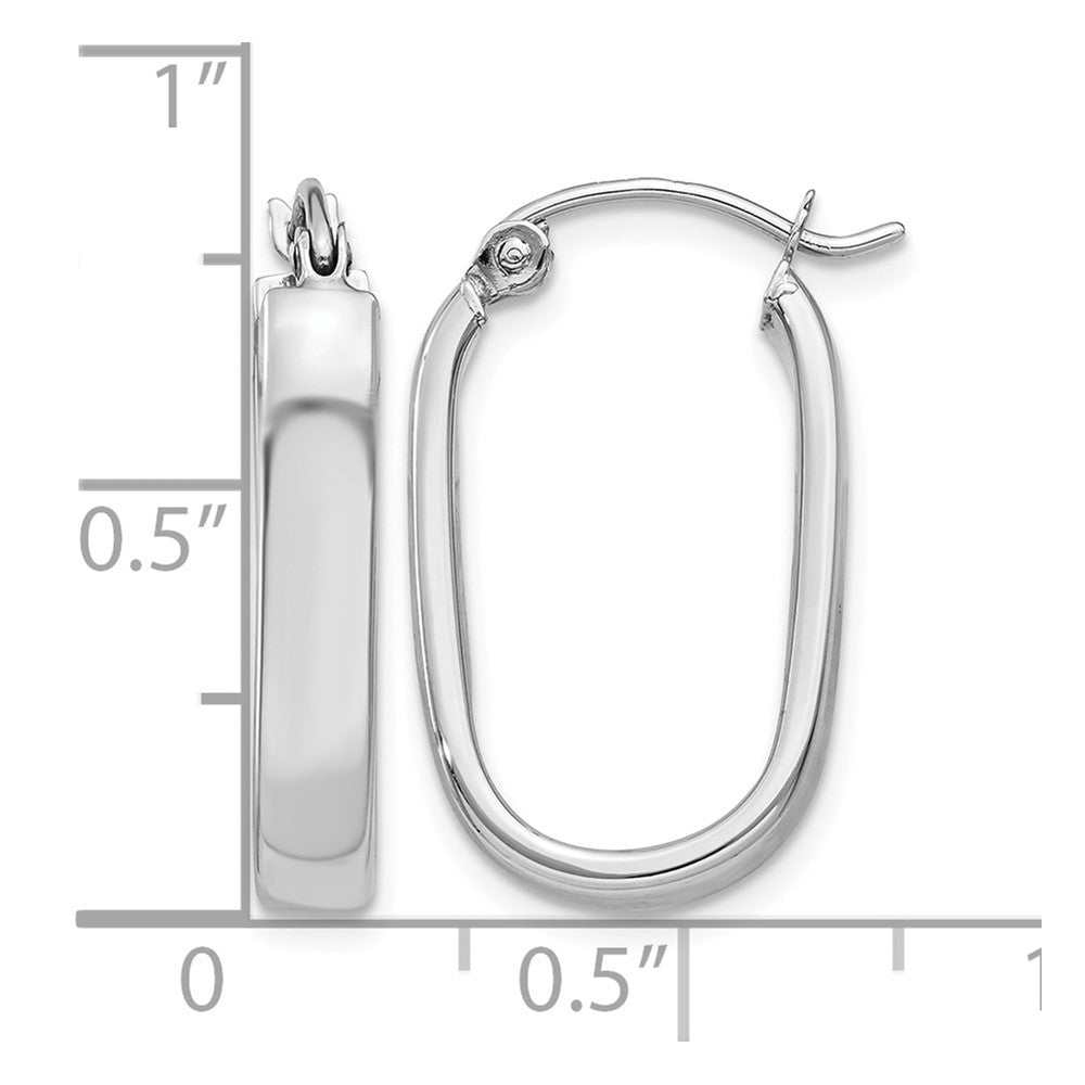 14k White Gold 3.5x22mm Polished Oval Tube Hoop Earrings