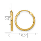 14k 1.35x15mm Diamond-cut Square-Tube Endless Hoop Earrings