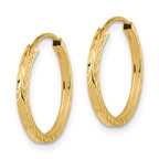 14k 1.35x17mm Diamond-cut Square-Tube Endless Hoop Earrings