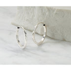 14k White Gold 1.35x17mm Diamond-cut Square-Tube Endless Hoop Earrings