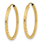 14k 1.35x25mm Diamond-cut Square-Tube Endless Hoop Earrings