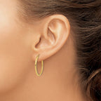 14k 1.35x25mm Diamond-cut Square-Tube Endless Hoop Earrings