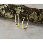 14k 1.35x25mm Diamond-cut Square-Tube Endless Hoop Earrings