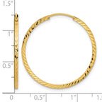 14k 1.35x30mm Diamond-cut Square-Tube Endless Hoop Earrings