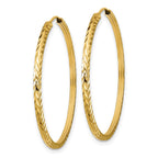 14k 1.35x35mm Diamond-cut Square-Tube Endless Hoop Earrings