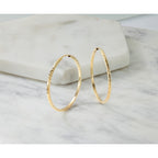 14k 1.35x35mm Diamond-cut Square-Tube Endless Hoop Earrings