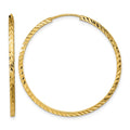 14k 1.35x35mm Diamond-cut Square-Tube Endless Hoop Earrings