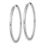 14k White Gold 1.35x35mm Diamond-cut Square-Tube Endless Hoop Earrings