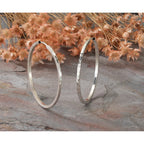 14k White Gold 1.35x35mm Diamond-cut Square-Tube Endless Hoop Earrings