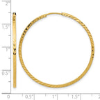14k 1.35x40mm Diamond-cut Square-Tube Endless Hoop Earrings