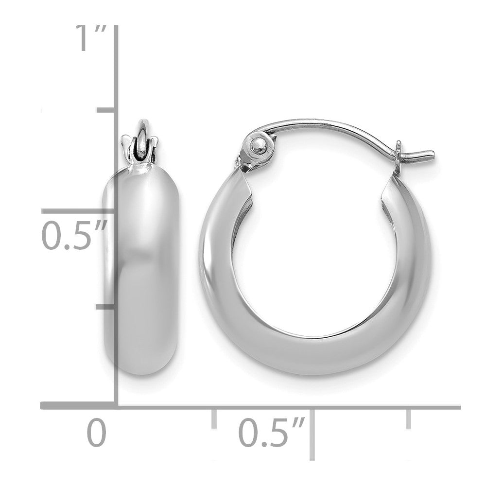 14k White Gold 4.75x16mm Polished Round Hoop Earrings
