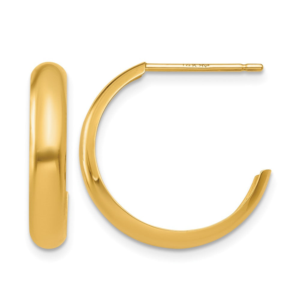 14k 3.5x17mm Polished J-Hoop Post Earrings