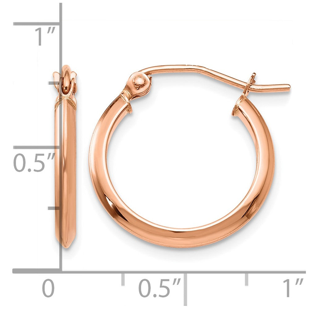 14k Rose Gold 2.5x12mm Polished Knife-Edge Tube Hoop Earrings