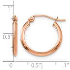 14k Rose Gold 2.5x12mm Polished Knife-Edge Tube Hoop Earrings