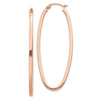 14k Rose Gold 2x53mm Polished Square-Tube Oval Hoop Earrings