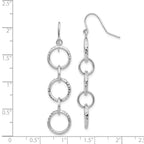 14k White Gold Diamond-cut Circles Dangle French Hook Earrings