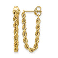 14K Polished 2.5mm Hollow Rope Chain Dangle Post Earrings