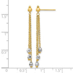 14K Two-tone Faceted Beads and Cable Chain Dangle Post Earrings