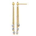 14K Two-tone Faceted Beads and Cable Chain Dangle Post Earrings