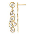 14k and White Rhodium Filigree Dangle Post Earrings