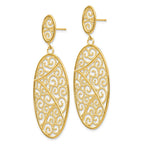 14K Filigree Oval Dangle Post Earrings