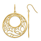 14K Floral Circle Dangle French Hook Earrings