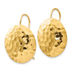 14k Hammered 24mm Circle Disc Kidney Wire Earrings
