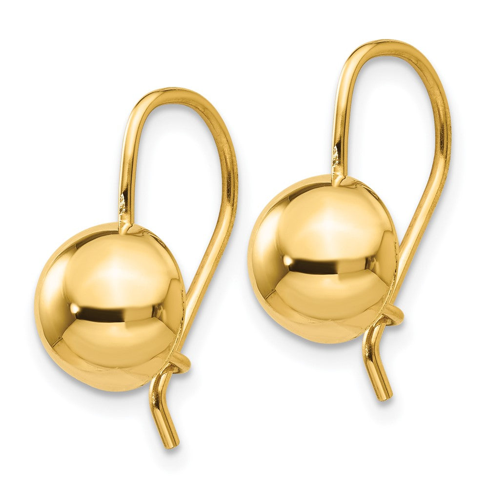 14k 8.00mm Hollow Half Ball Kidney Wire Earrings