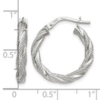 14K White Gold Twisted Textured Hoop Earrings