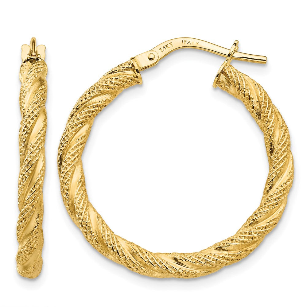 14K Twisted Textured Hoop Earrings