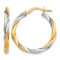 14K & Rhodium Twisted Hoop Earrings