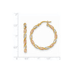 14K with White & Rose Rhodium Textured Twisted Hoop Earrings