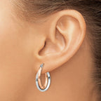 14k Rose and White Gold Polished Oval Tube Hoop Earrings